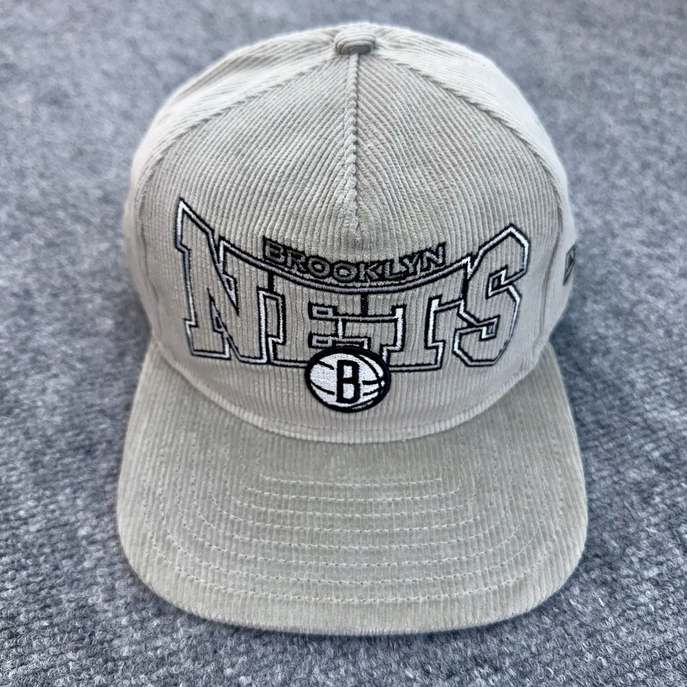 Brooklyn Nets Hat New Era The Golfer Corduroy Gray Snapback Reverse Arch NBA Cap - Picture 3 of 8